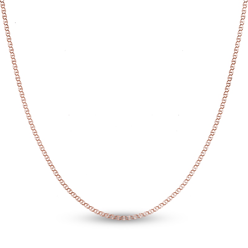 Main Image 1 of Flat Solid Mariner Chain Necklace 14K Rose Gold 20" 2.2mm