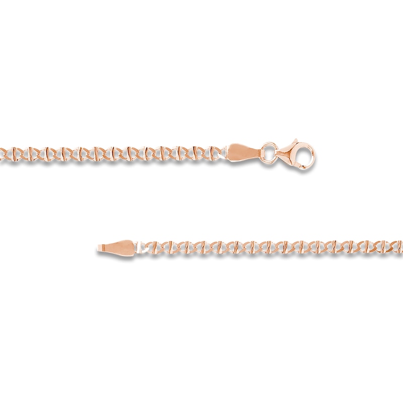 Main Image 3 of Flat Solid Mariner Chain Necklace 14K Rose Gold 20" 2.2mm