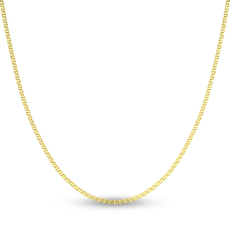 Main Image 1 of Flat Solid Mariner Chain Necklace 14K Yellow Gold 20" 2.2mm