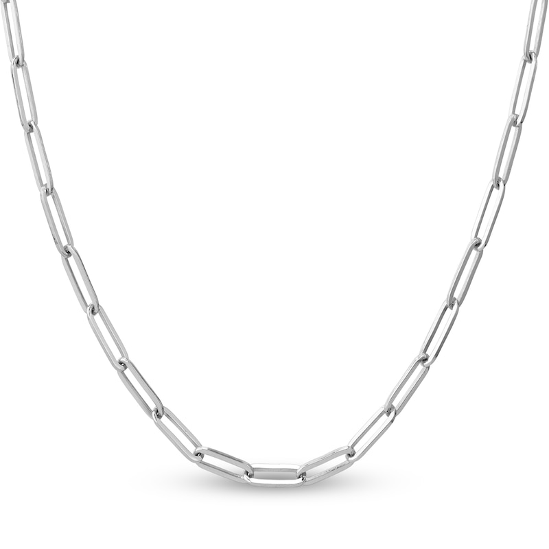 Solid Paperclip Chain Necklace 14K White Gold 16