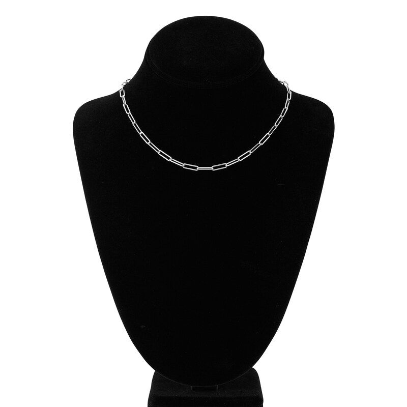 Main Image 4 of Solid Paperclip Chain Necklace 14K White Gold 16" 3.85mm