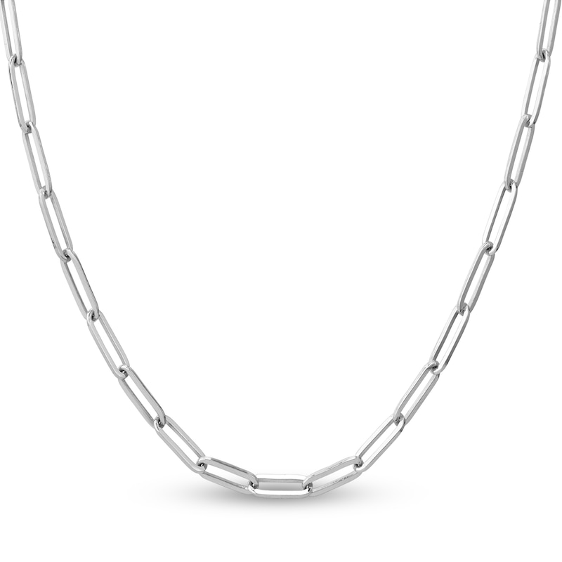 Main Image 1 of Solid Paperclip Chain Necklace 14K White Gold 18" 3.85mm