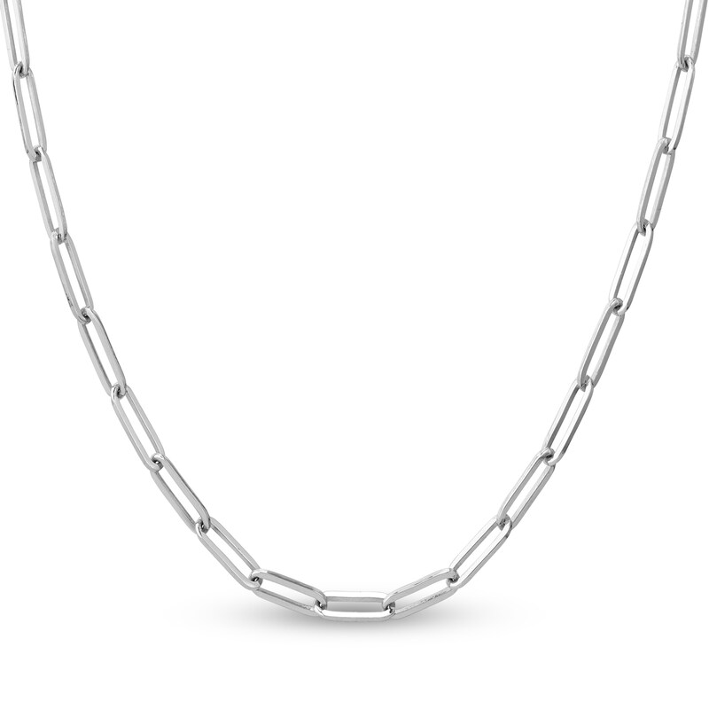 Main Image 1 of Solid Paperclip Chain Necklace 14K White Gold 20" 3.85mm