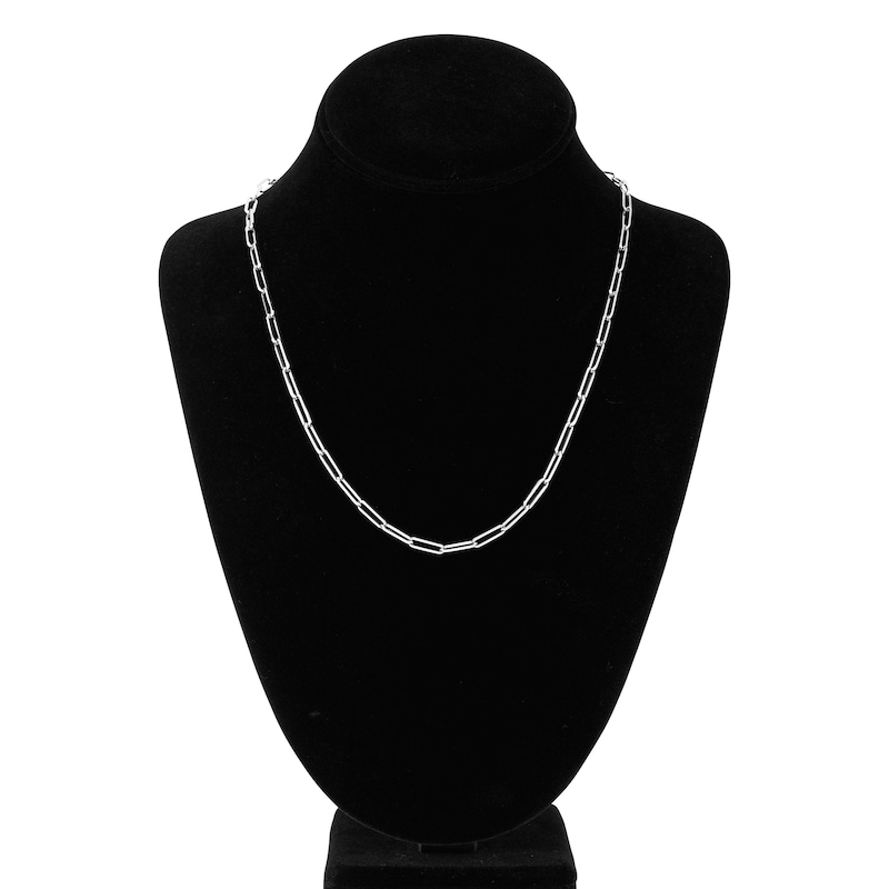 Main Image 4 of Solid Paperclip Chain Necklace 14K White Gold 20" 3.85mm