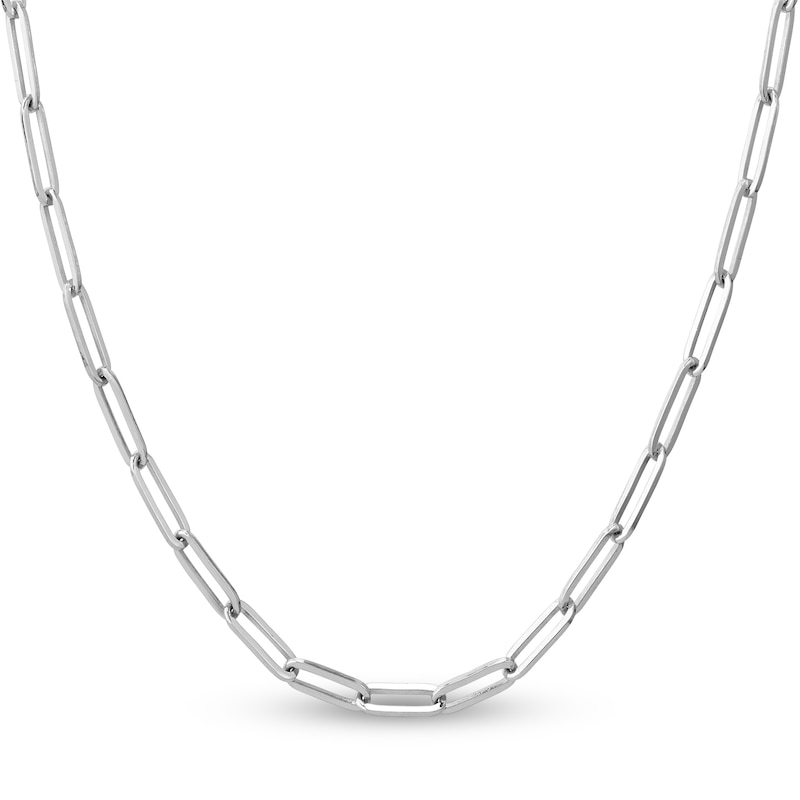 14K Gold Large Paper Clip Chain with Diamond Enhancer Necklace 14K White Gold / 24'' +$260.00