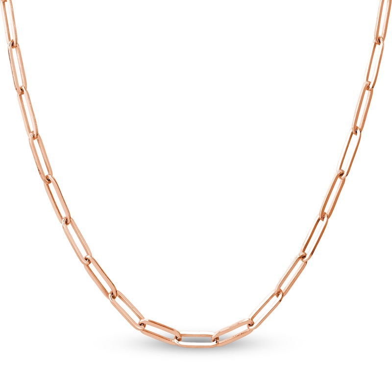 Solid Paperclip Chain Necklace 14K Rose Gold 16" 3.85mm