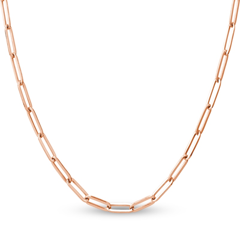 Solid Paperclip Chain Necklace 14K Rose Gold 16