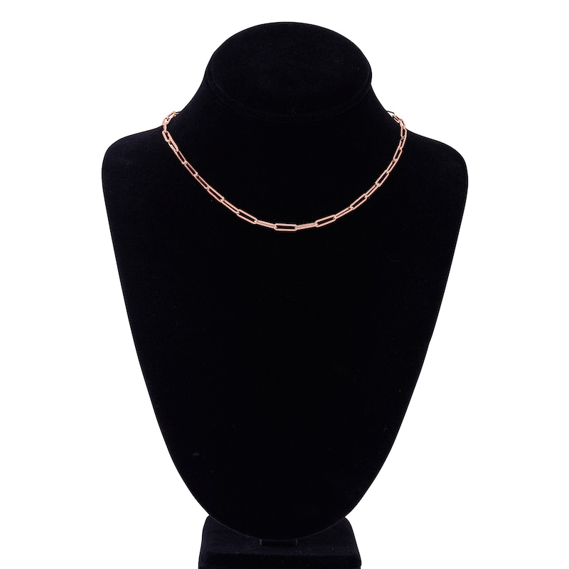 Main Image 4 of Solid Paperclip Chain Necklace 14K Rose Gold 16" 3.85mm