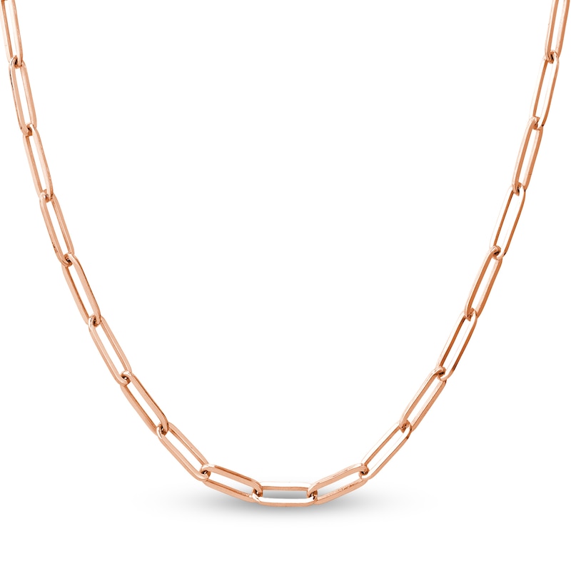 Main Image 1 of Solid Paperclip Chain Necklace 14K Rose Gold 18" 3.85mm