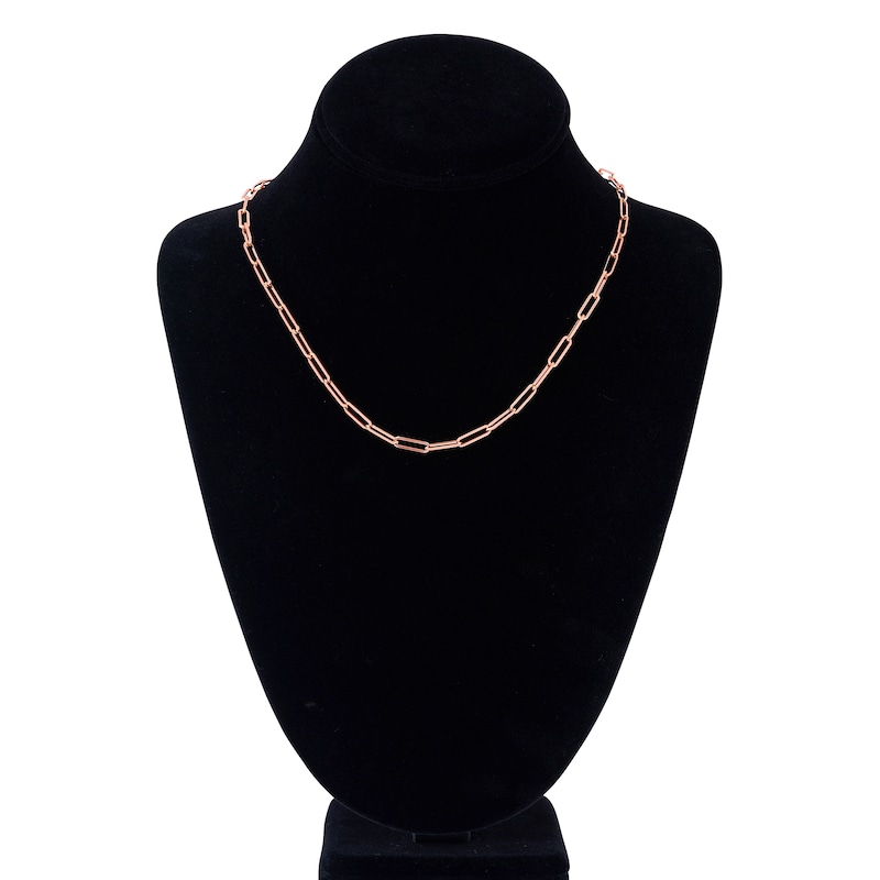 Main Image 4 of Solid Paperclip Chain Necklace 14K Rose Gold 18" 3.85mm