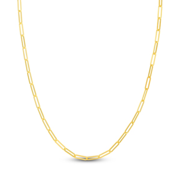 Solid Paperclip Chain Necklace 14K Yellow Gold 16" 3.85mm
