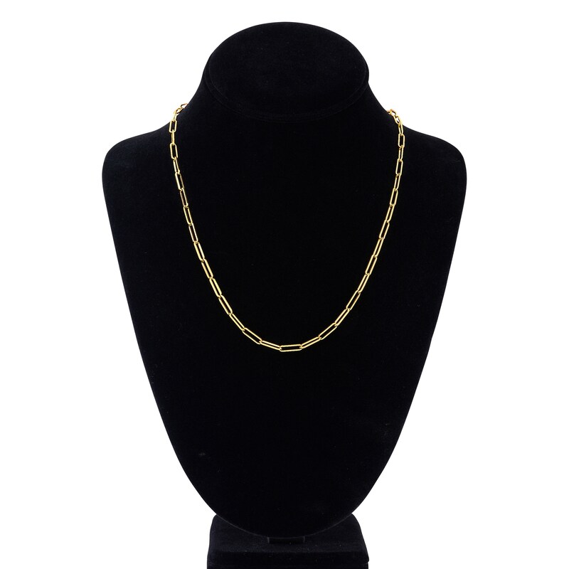 Main Image 4 of Solid Paperclip Chain Necklace 14K Yellow Gold 20" 3.85mm