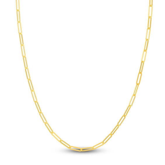 Solid Paperclip Chain Necklace 14K Yellow Gold 24" 3.85mm
