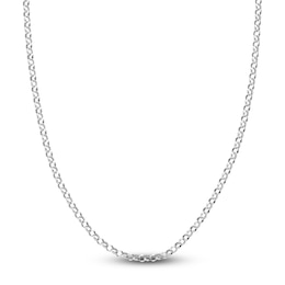 Hollow Rolo Chain Necklace 14K White Gold 16" 3.8mm