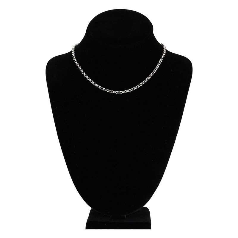 Main Image 4 of Hollow Rolo Chain Necklace 14K White Gold 16" 3.8mm