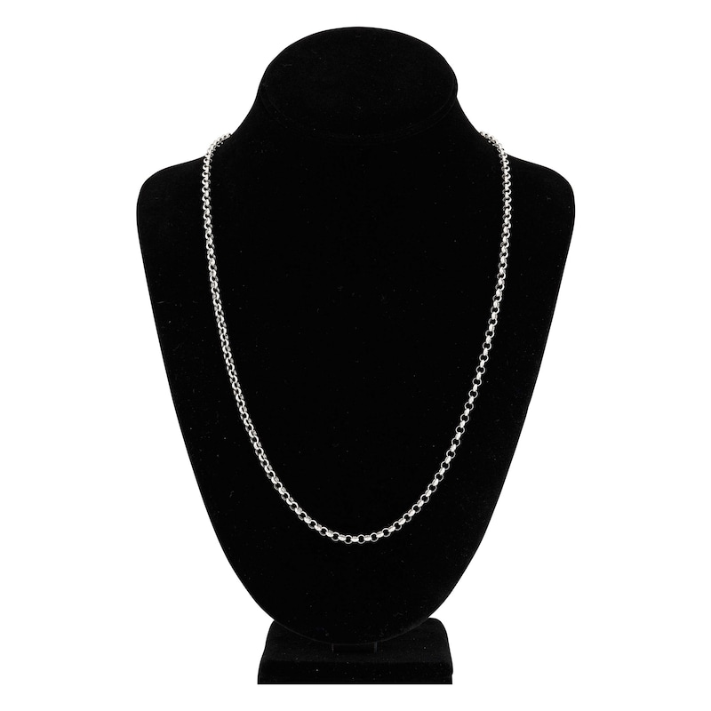 Main Image 4 of Hollow Rolo Chain Necklace 14K White Gold 24" 3.8mm