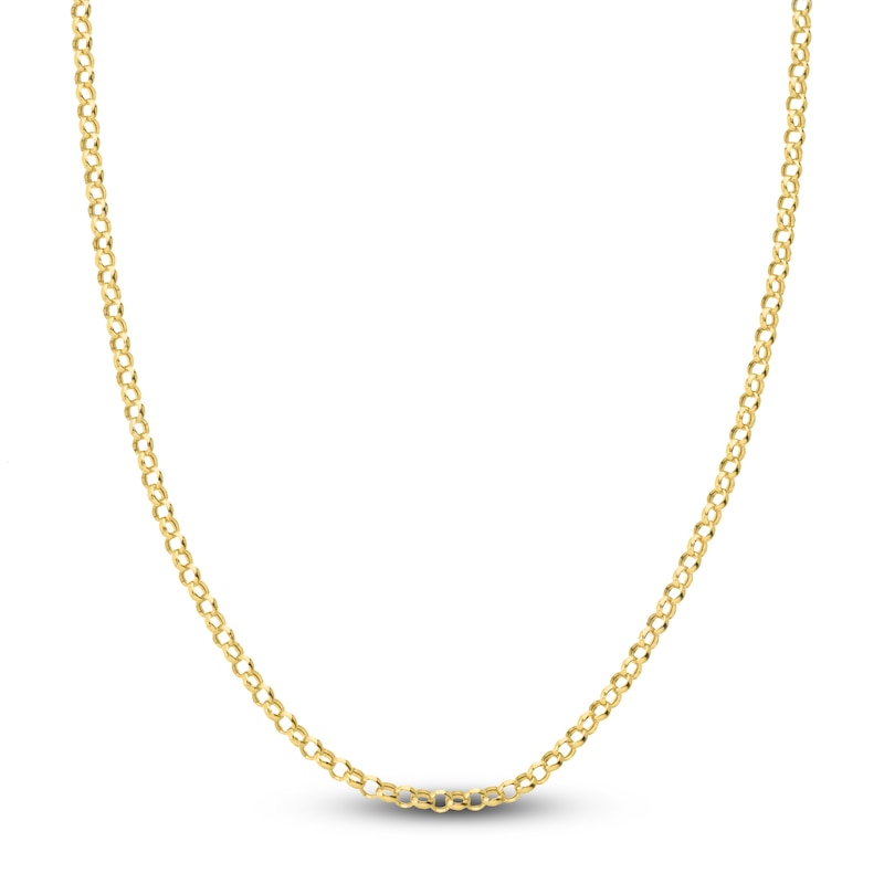 Main Image 1 of Hollow Rolo Chain Necklace 14K Yellow Gold 16" 3.8mm