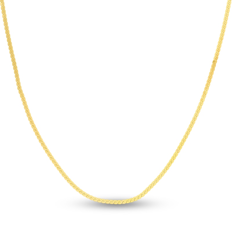 Solid Serpentine Chain Necklace 14K Yellow Gold 20" 2.07mm