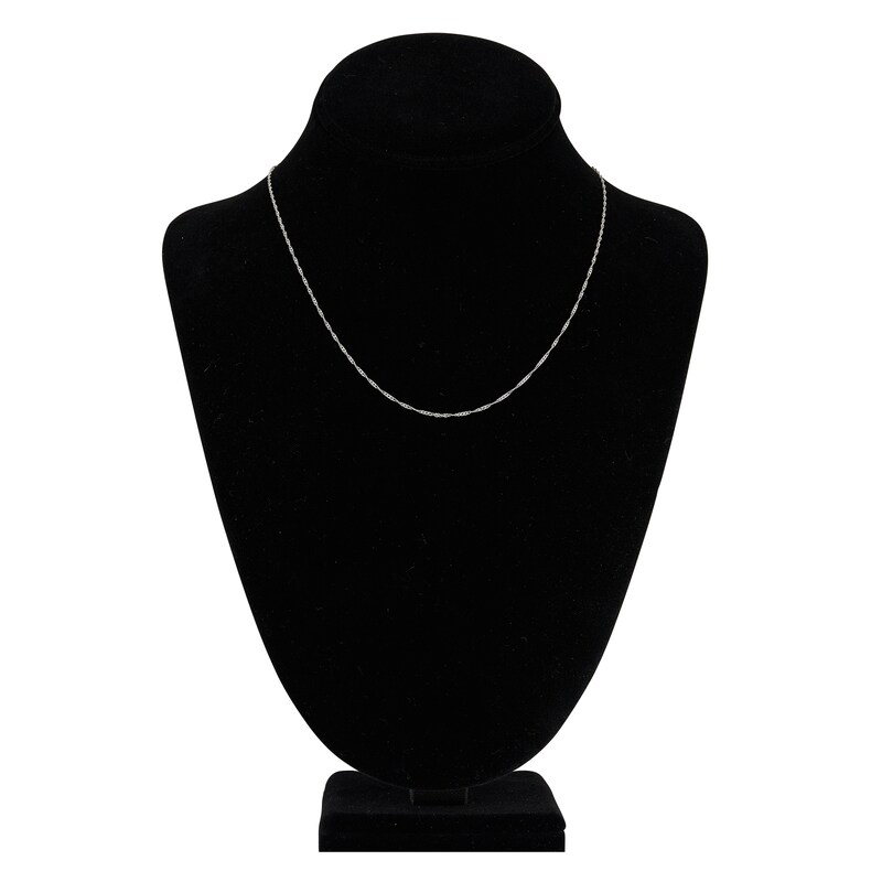 Main Image 4 of Solid Singapore Chain Necklace 14K White Gold 18&quot; 1.15mm