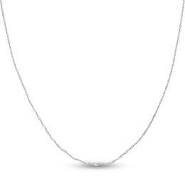 Solid Singapore Chain Necklace 14K White Gold 20&quot; 1.15mm
