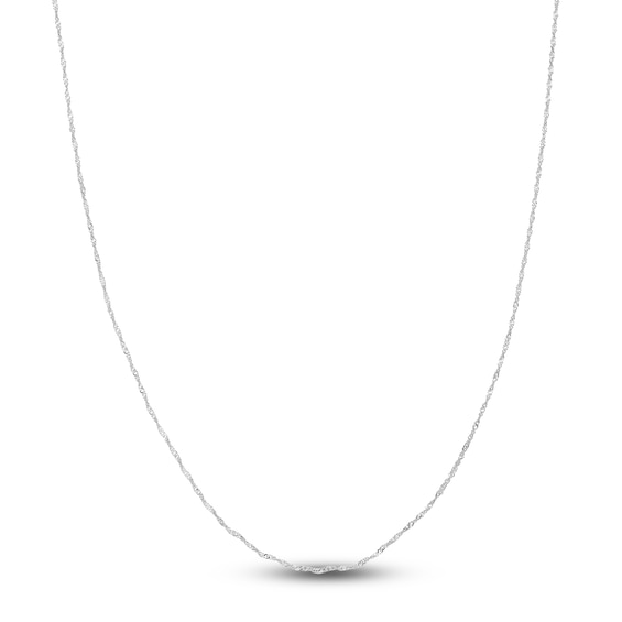 Solid Singapore Chain Necklace 14K White Gold 20" 1.15mm