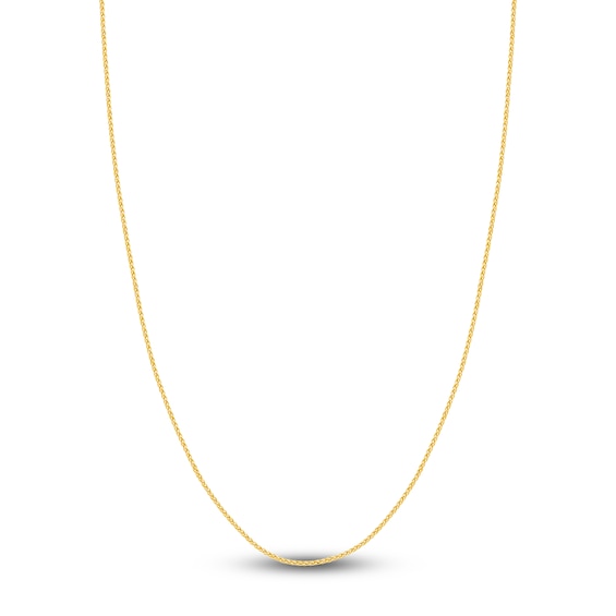 Round Solid Wheat Chain Necklace 14K Yellow Gold 24" 1.5mm