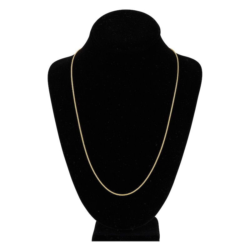 Main Image 4 of Round Solid Wheat Chain Necklace 14K Yellow Gold 24" 1.5mm