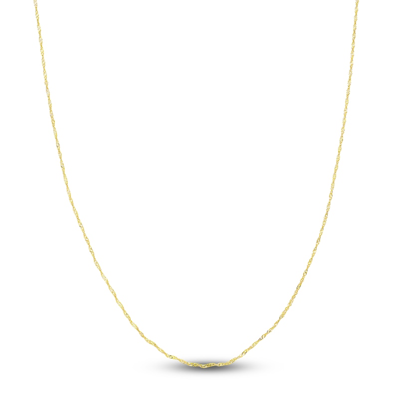 Solid Singapore Chain Necklace 14K Yellow Gold 20" 1.15mm