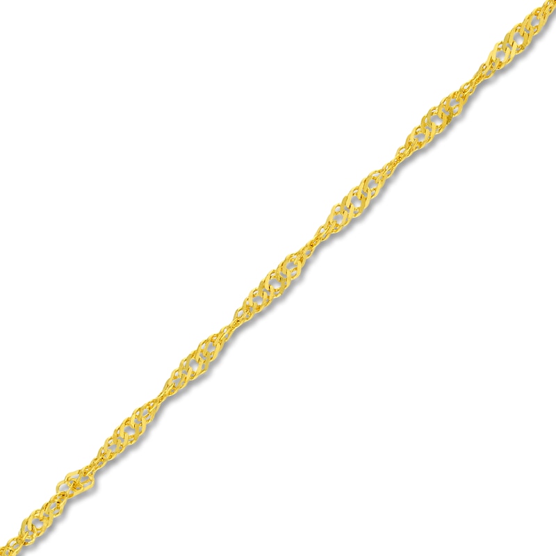 Solid Singapore Chain Necklace 14K Yellow Gold 20" 1.15mm