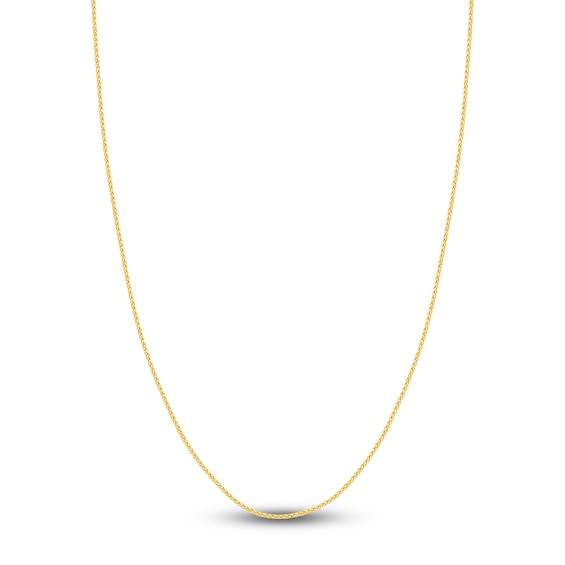 Round Solid Wheat Chain Necklace 14K Yellow Gold 18" 1.5mm