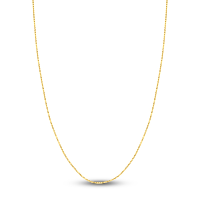 Main Image 1 of Round Solid Wheat Chain Necklace 14K Yellow Gold 18&quot; 1.5mm
