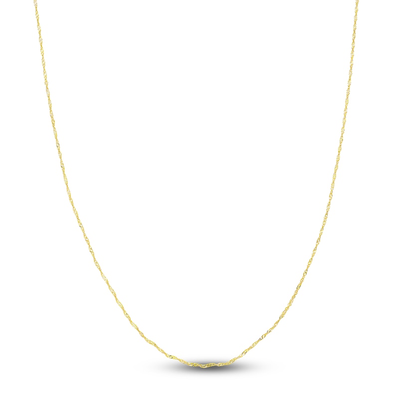Main Image 1 of Solid Singapore Chain Necklace 14K Yellow Gold 24" 1.15mm