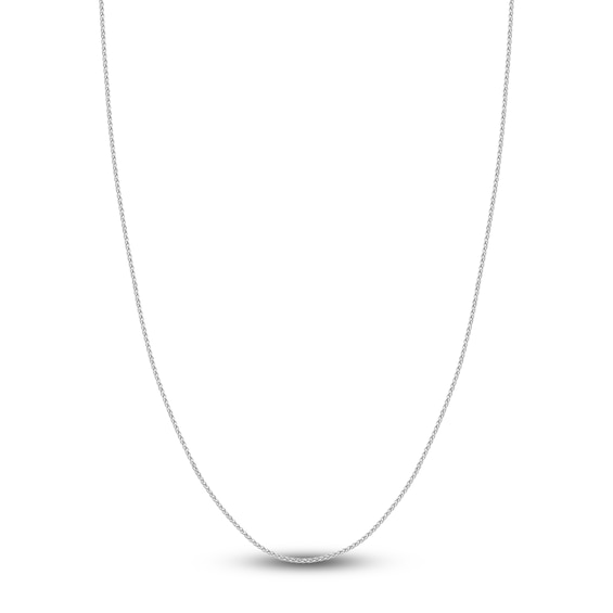 Round Solid Wheat Chain Necklace 14K White Gold 24" 1.5mm