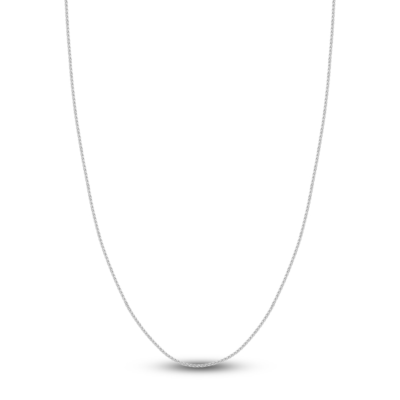 Main Image 1 of Round Solid Wheat Chain Necklace 14K White Gold 24" 1.5mm