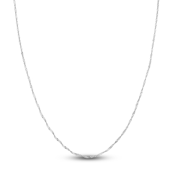 Solid Singapore Chain Necklace 14K White Gold 16" 1.4mm