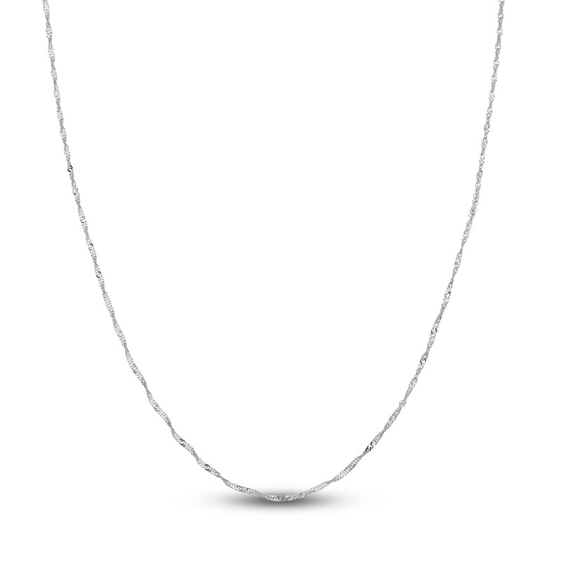 Solid Singapore Chain Necklace 14K Gold 16" 1.4mm