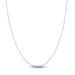 Solid Singapore Chain Necklace 14K White Gold 18" 1.4mm