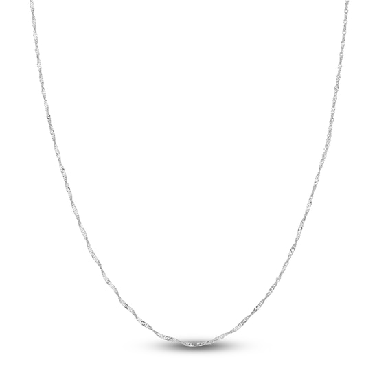 Solid Singapore Chain Necklace 14K White Gold 18" 1.4mm