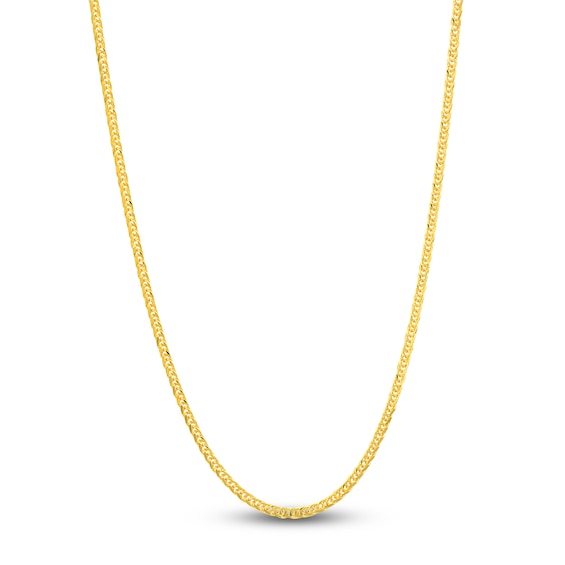 Square Solid Wheat Chain Necklace 14K Yellow Gold 24" 1.25mm