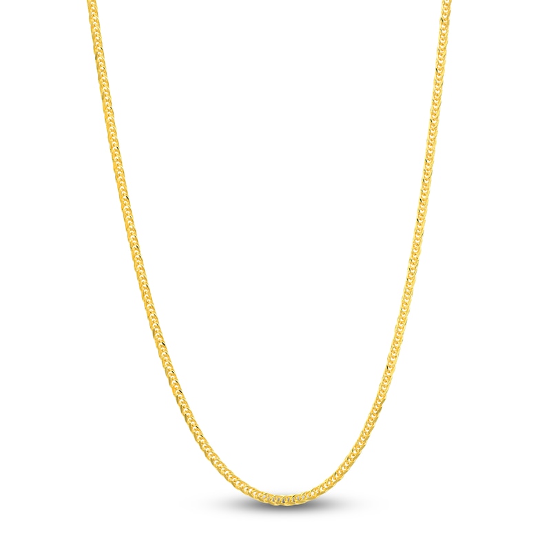 Main Image 1 of Square Solid Wheat Chain Necklace 14K Yellow Gold 24" 1.25mm
