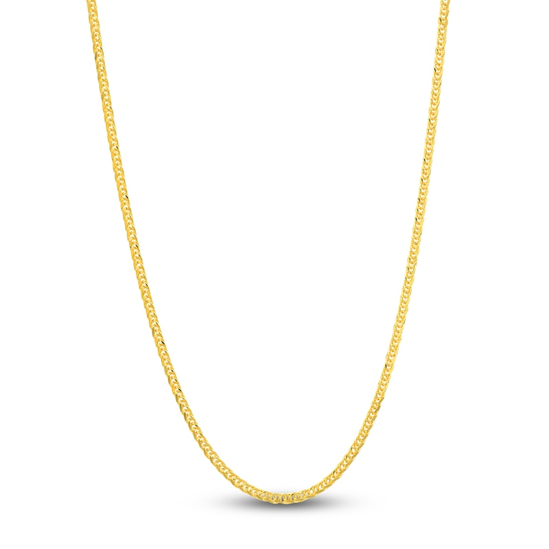Square Solid Wheat Chain Necklace 14K Gold 18" 1.25mm