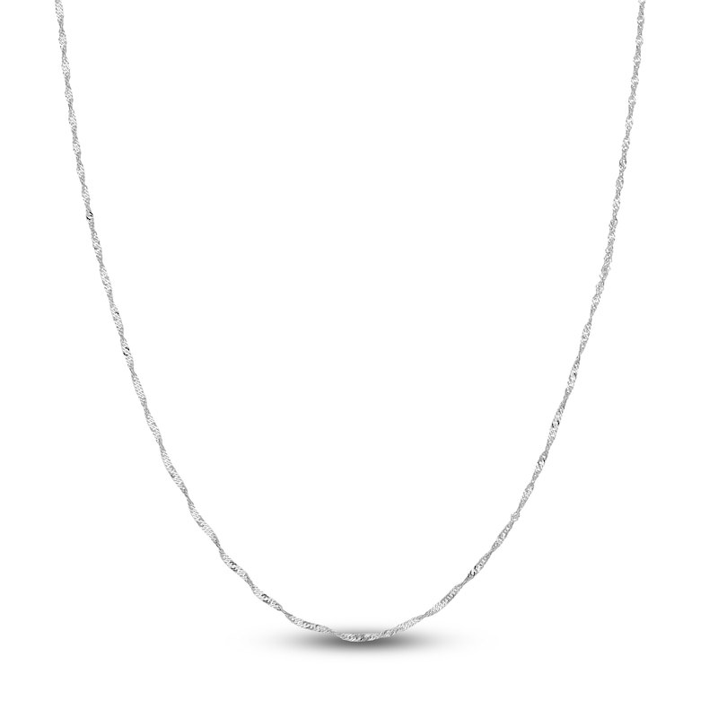 Solid Singapore Chain Necklace 14K Gold 20" 1.4mm