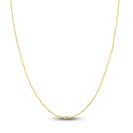 Solid Singapore Chain Necklace 14K Yellow Gold 16" 1.4mm