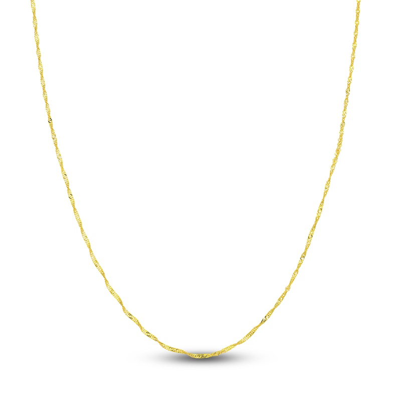 Main Image 1 of Solid Singapore Chain Necklace 14K Yellow Gold 16" 1.4mm