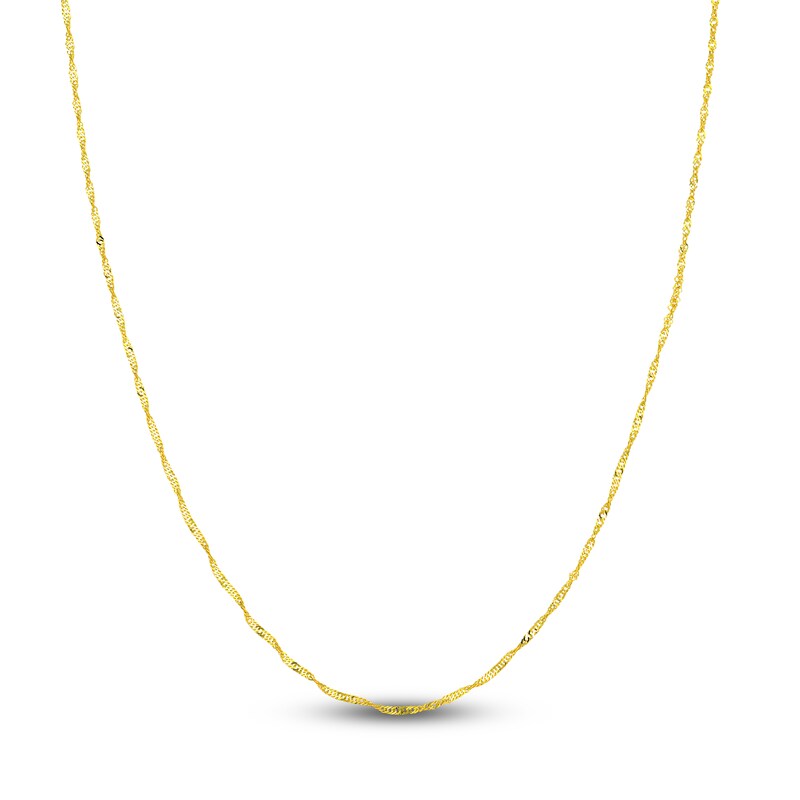 Main Image 1 of Solid Singapore Chain Necklace 14K Yellow Gold 18" 1.4mm