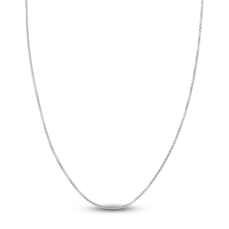 Hollow Round Box Chain Necklace 14K White Gold 16" 1.8mm