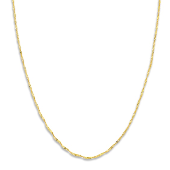 Solid Singapore Chain Necklace 14K Yellow Gold 20" 1.4mm