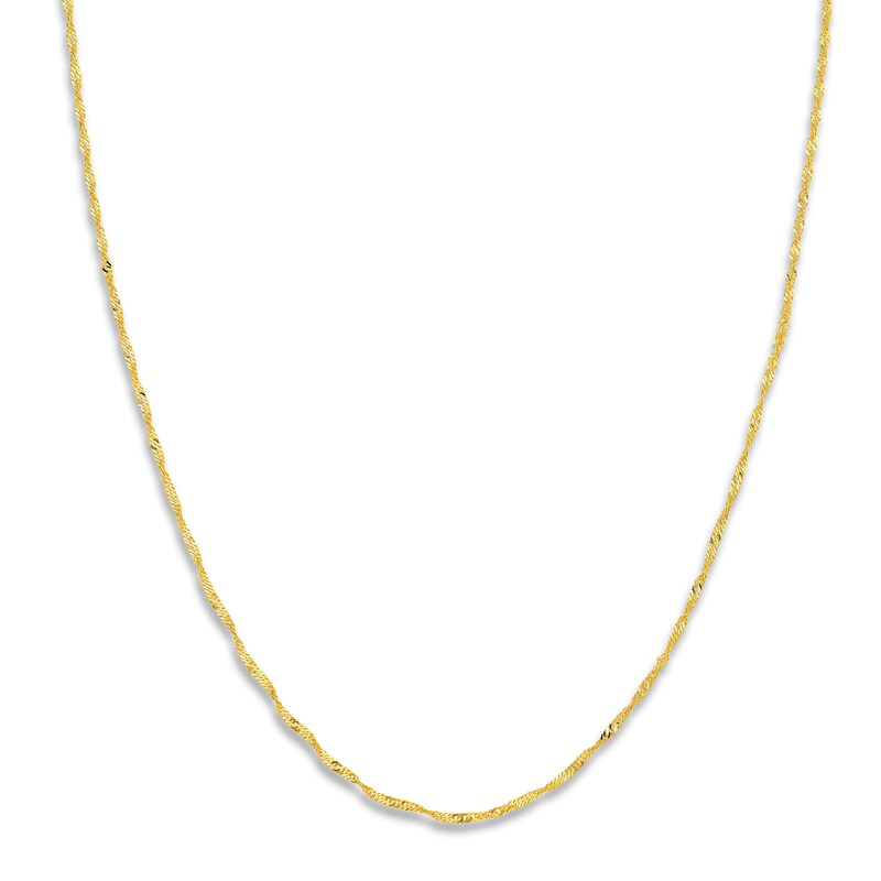Main Image 1 of Solid Singapore Chain Necklace 14K Yellow Gold 20" 1.4mm
