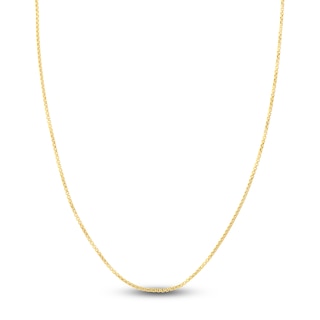 Hollow Round Box Chain Necklace 14K Yellow Gold 20