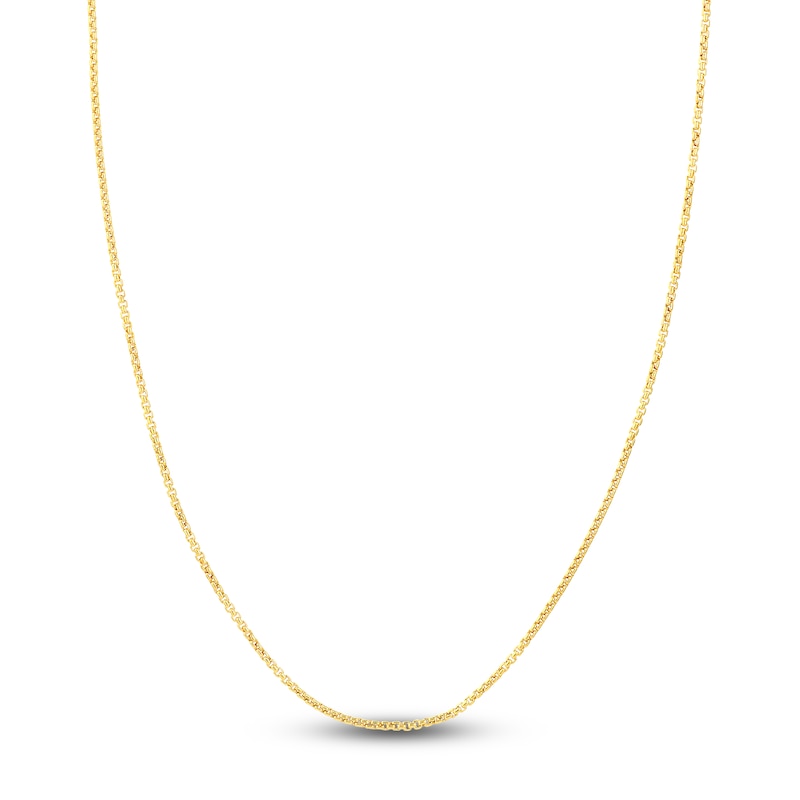 Main Image 1 of Hollow Round Box Chain Necklace 14K Yellow Gold 20" 1.8mm